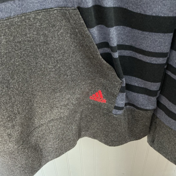 Adidas Ultimate Hoodie Gray, Black and Blue Striped Hoodie - Picture 3 of 6